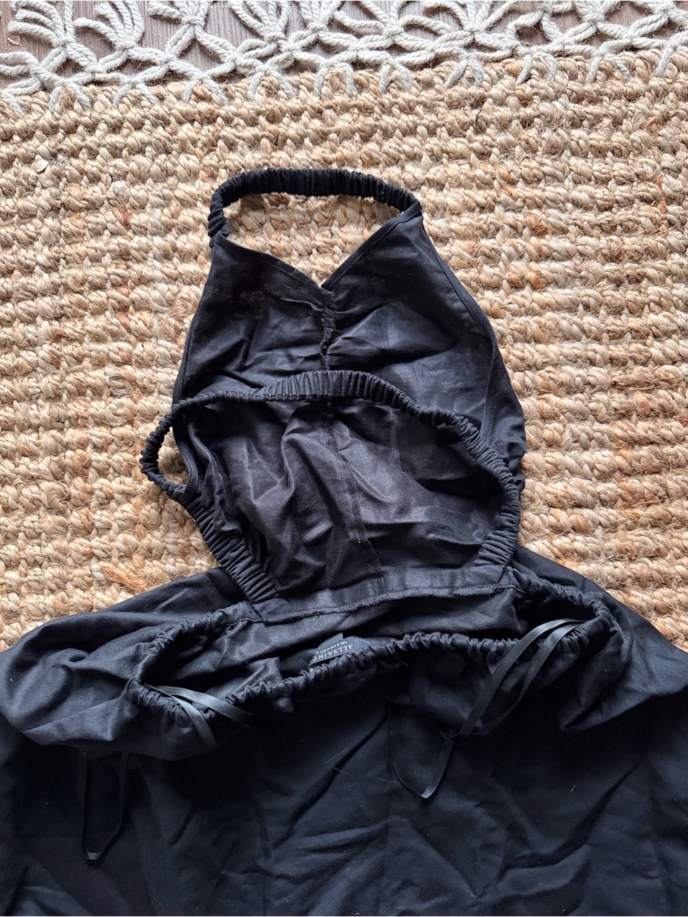 AllSaints Black Halter backless cutout linen Midi Dress - Picture 6 of 6